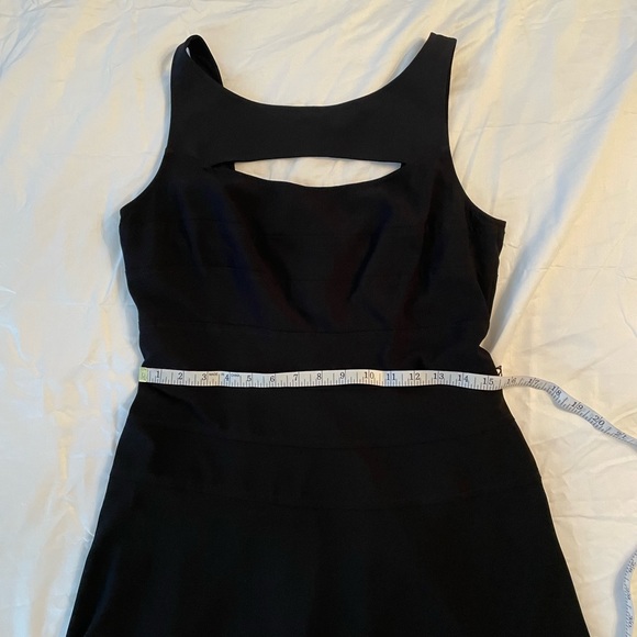 Vintage Cache Fit and Flare Dress in Black with Gold Mirror Plate Belt Size 10 - Picture 14 of 15